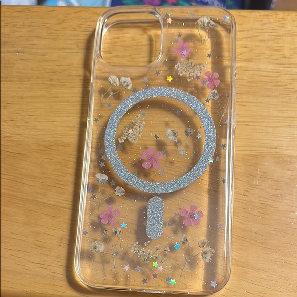Plum Pretty Sugar Pink and Silver Phone Case with Floating Glitter - Picture 1 of 2